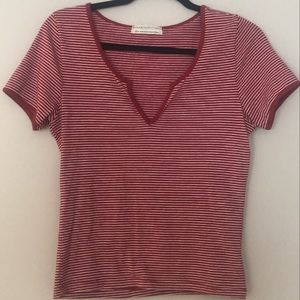 URBAN OUTFITTERS RED AND WHITE STRIPED TEE